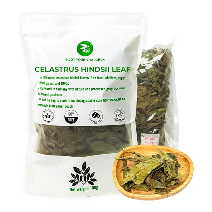 Celastrus Hindsii Leaf Tea - Re-Steep Pure Whole Leaves Vacuum Sealed - 4.23 oz Support HealthSystem Natural Herbal Tea No Sugar No Additives