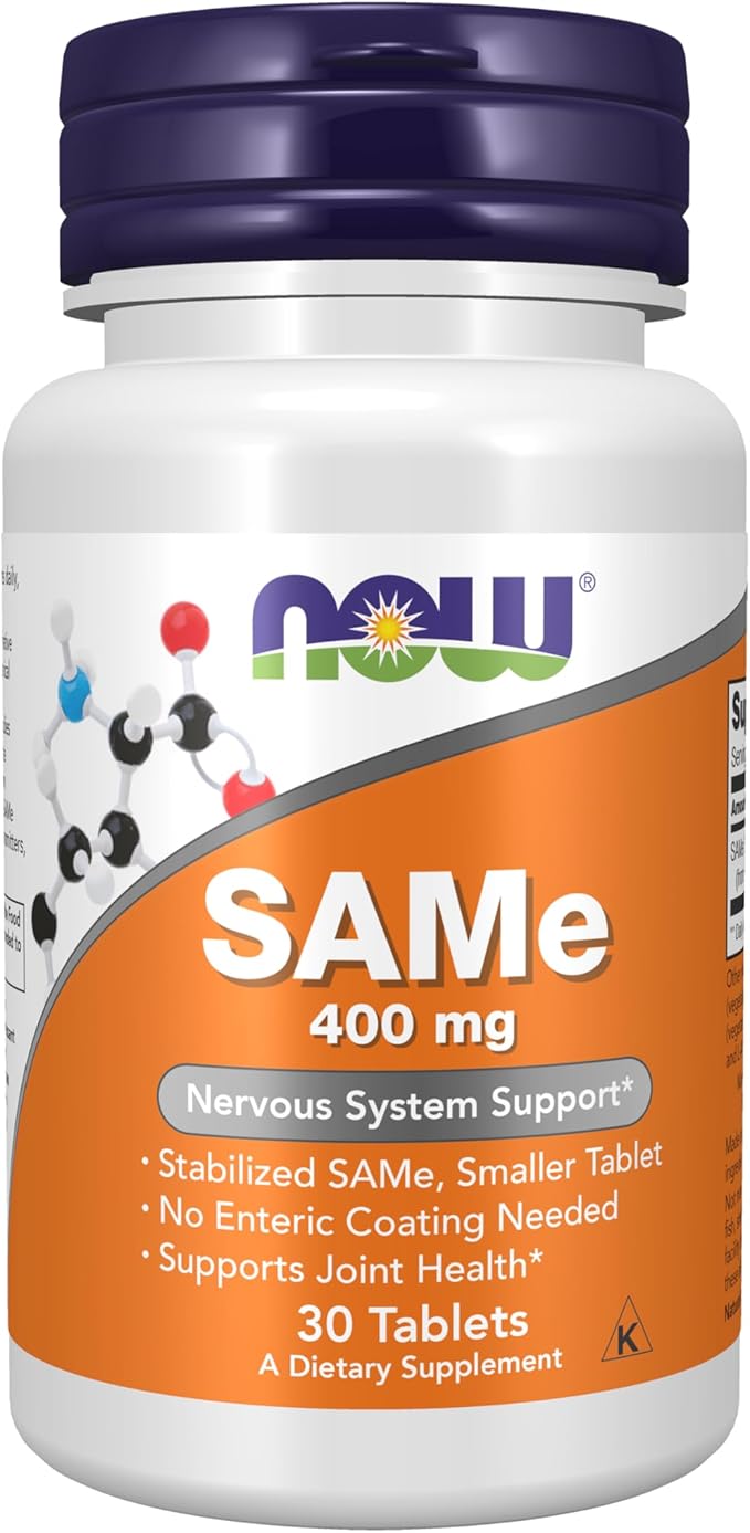 NOW Foods Supplements SAMe (S-Adenosyl-L-Methionine) 400 mg Nervous System Support* 30 Tablets