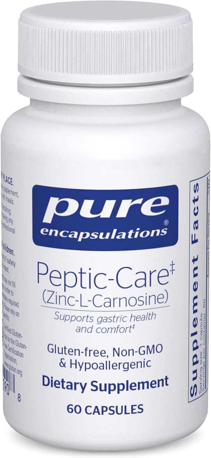 Pure Encapsulations Peptic-Care - Zinc-L-Carnosine - Gut Health &amp Antioxidant Supplement - Supports Gastric Health* - Vegan &amp Gluten-Free - 60 Capsules