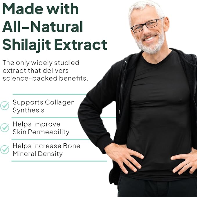 Organics Ocean One-Per-Day Shilajit for Men and Women - Natural Shilajit Supplement for Age-Defying Bone Strength Hormone Support and More - 30 Shilajit Capsules