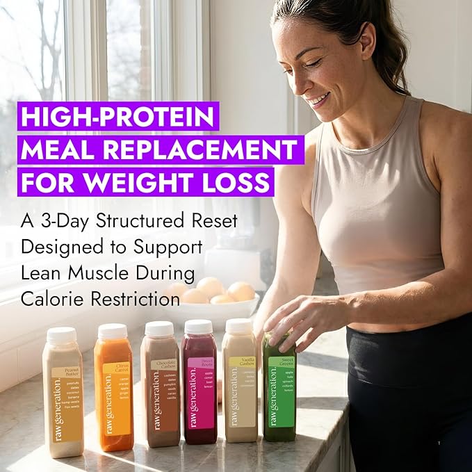 Raw Generation High-Protein Meal Replacement Cleanse – 5-Day Structured Weight Loss Reset with Built-In Lean Muscle Support Plant-Based Liquid Diet Program