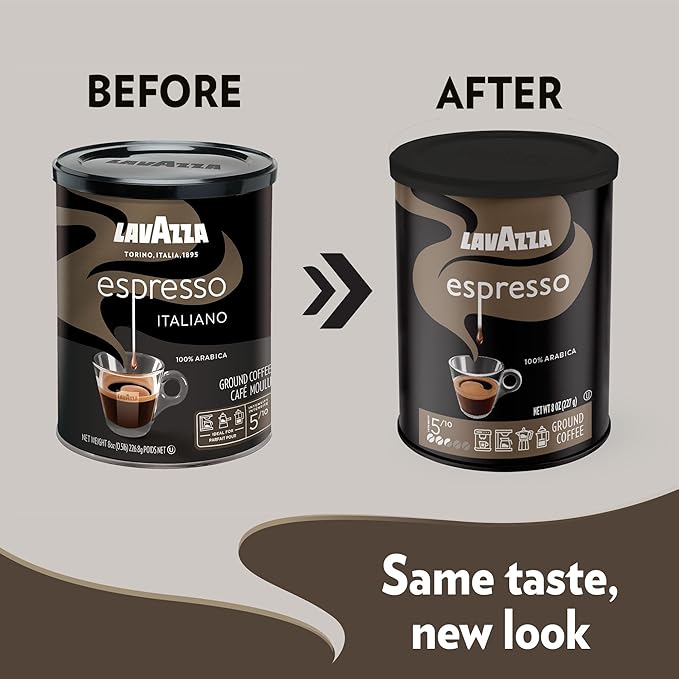 Lavazza Espresso Ground Coffee Medium Roast 100% Arabica 8 oz Tin (Pack of 6)