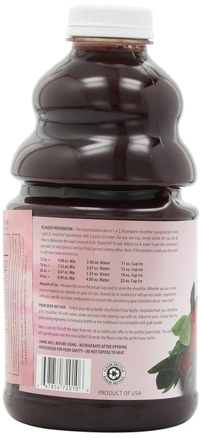 Dr. Smoothie 100% Crushed Fruit Smoothie Four Berry 46-Ounce Bottles (Pack of 2)