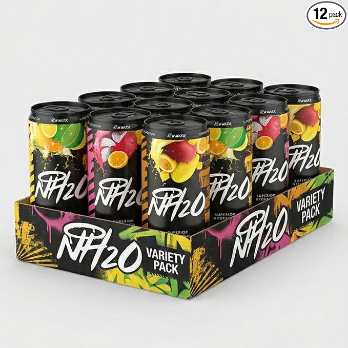 NH2O Superior Hydration Drink Naturally Flavored Zero Sugar Zero Caffeine Zero Alcohol 12 fl oz 3 Flavor Variety Pack