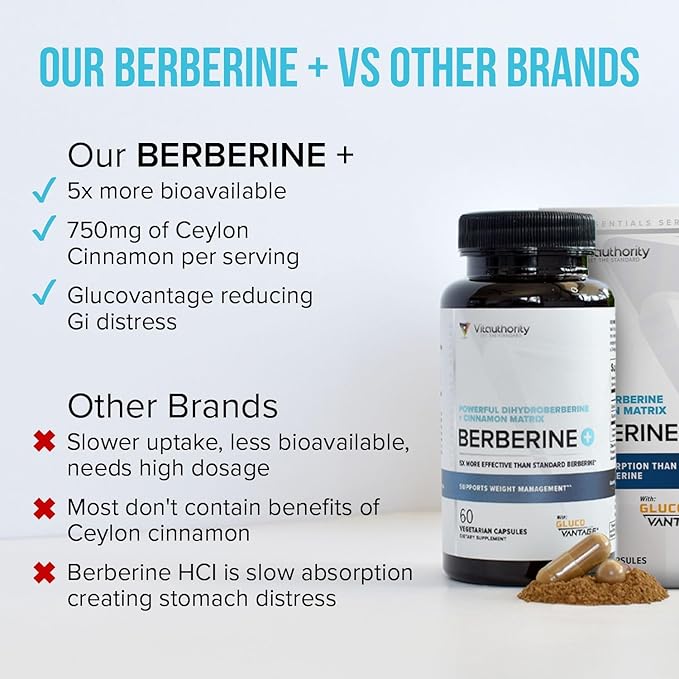 Berberine Supplement Ceylon Cinnamon Supplements Capsules | High Absorption Dihydroberberine Cinnamon for Balance and Support | Vegan &amp Gluten Free Powerful AMPk Activator &amp Antioxidant | 30