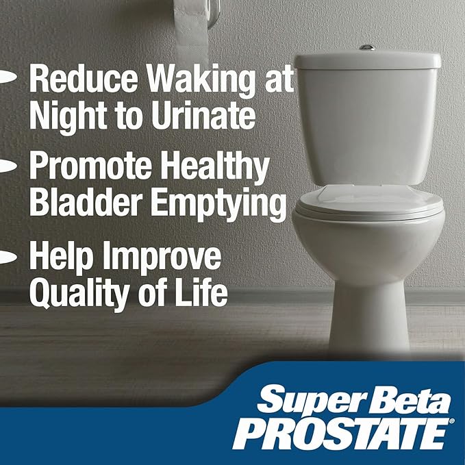 SUPER BETA PROSTATE Support Supplement for Men's Health - Reduce Bathroom Trips Promote Sleep Better Bladder Emptying &amp Healthy Prostate Beta Sitosterol - 60 Count (Pack of 1)