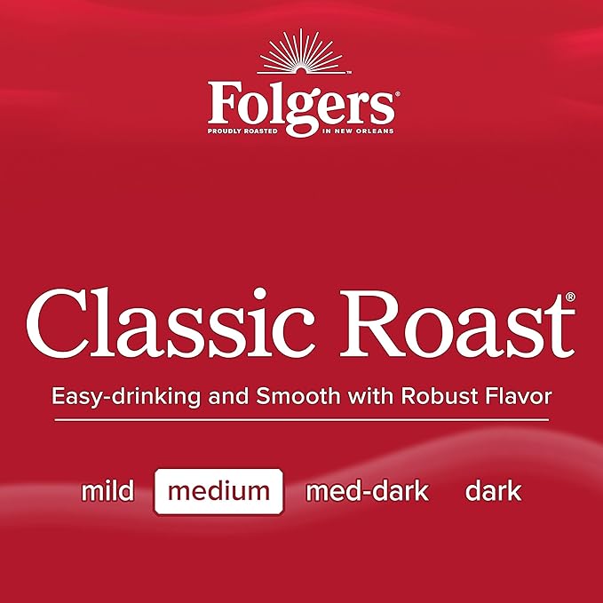Folgers Classic Roast Coffee Medium Roast Keurig K-Cup Pods 10 Count Box (Pack of 6)