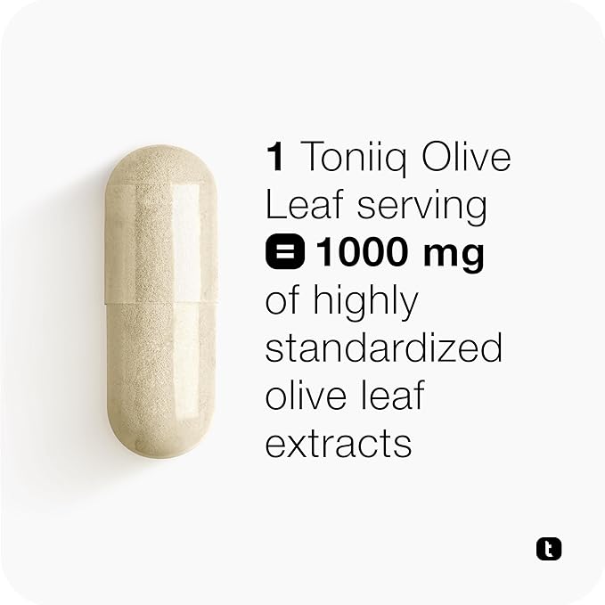 Toniiq 46620 mg Olive Leaf Extract Complex – with 85% Oleanolic Acid 50% Oleuropein &amp 20% Hydroxytyrosol - 50:1 Extract Ratio – 1000mg Extract Per Serving – Third-Party Tested – 120 Capsules