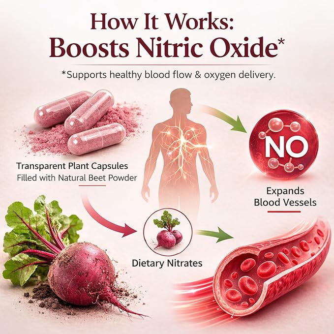 Beetroot Plant-Based Beetroot Ingredient – 60 Vegan Capsules – Non-GMO Gluten Free