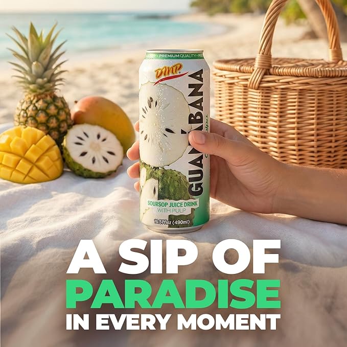De Mi Pais Soursop - Guanabana Juice with Pulp Premium Quality Refreshing Fruit Beverage Canned Juice Perfect for Tropical Drinks Organic Experience Size 16.57 Fl Oz 12-Pack