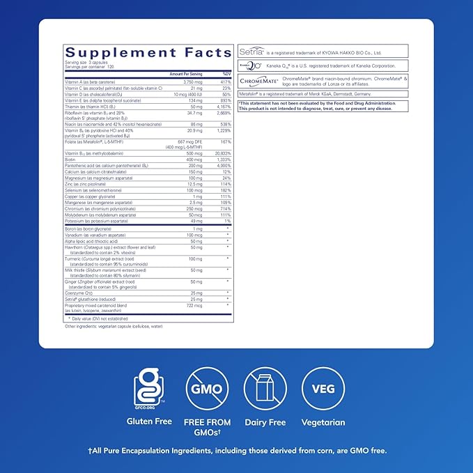 Pure Encapsulations UltraNutrient - Minerals &amp Multivitamins - Supports Liver &amp Heart Health* - Supplement for Antioxidants - with Vitamin C CoQ10 &amp More - Gluten Free - 360 Capsules