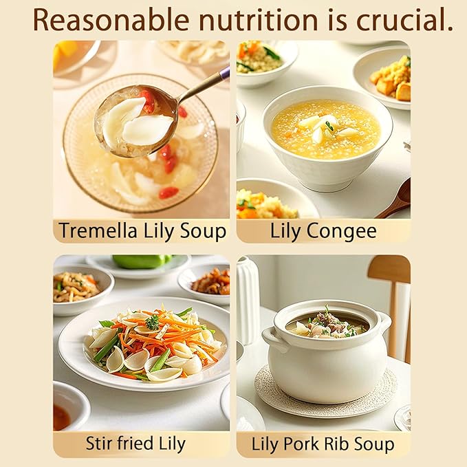 Dried Lily Bulb Lily Bulbs Bai He 10.6oz/300g (150g*2) Boil Soup and Congee Health Chinese Herbal Tea Add to breakfast Oatmeal Congee Sulfur Free No Addition 百合 百合干 龙牙百合 银耳莲子百合羹