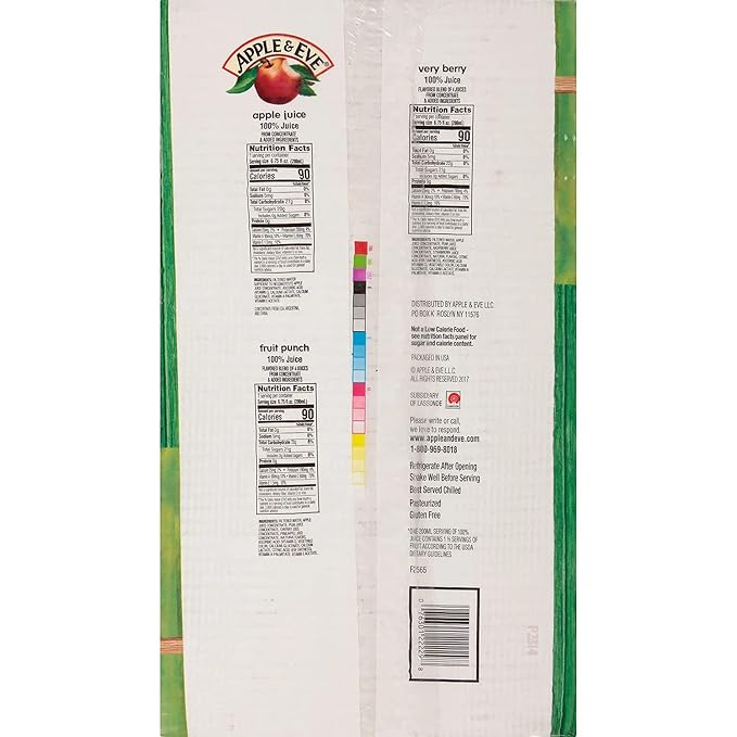 Apple &amp Eve 100% Juice Variety Pack | Apple Very Berry &amp Fruit Punch Flavors | 6.75oz Juice Boxes 36 Count (2 Packs of 36)