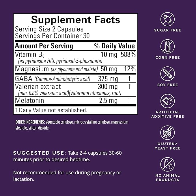 BRAINMD Dr. Amen Restful Sleep - 60 Capsules - Promotes Relaxation &amp Calm Contains Melatonin Valerian GABA &amp Magnesium Non-Habit Forming - Gluten-Free - 15 Servings