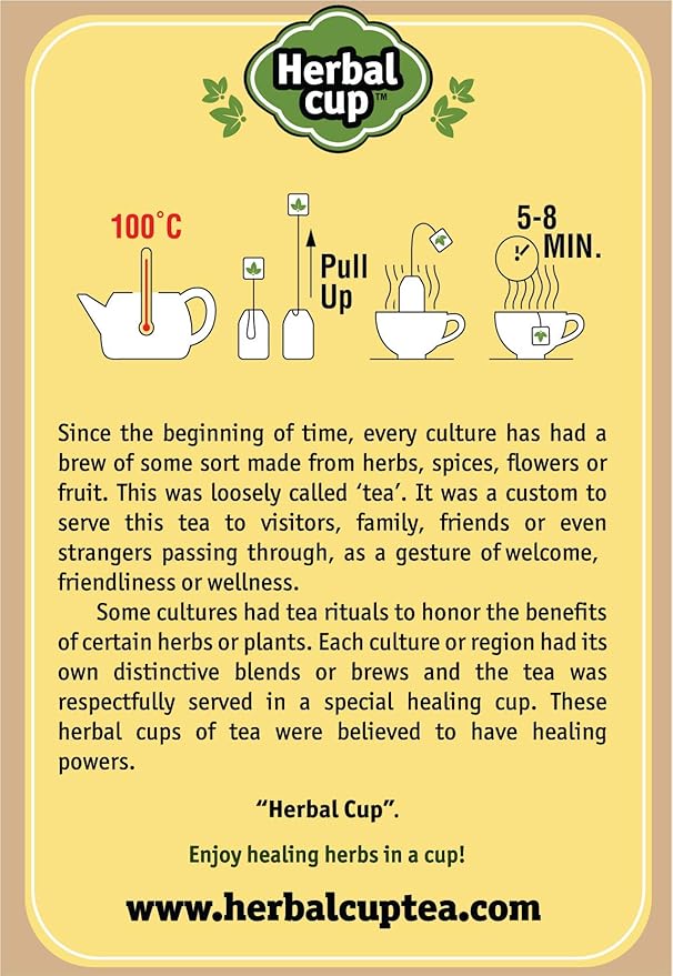 Herbal Cup Ayurveda Ginger Tea No Caffeine Organic Herbal Teas (Organic Lemon Hibiscus 16 Count (Pack of 6))