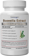 Superior Labs Boswellia Serrata Extract 500mg – 65% Boswellic Acids Pure Non-GMO Zero Fillers Indian Frankincense Supports Healthy Inflammatory Response &amp Joint Comfort – 240 Veg Caps
