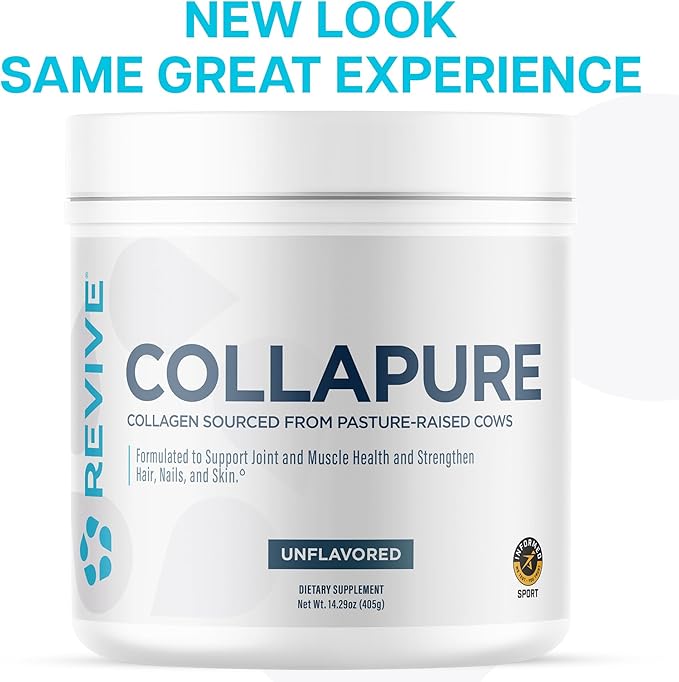 Revive MD CollaPURE Collagen Peptides Powder for Women &amp Men Unflavored - Type I &amp Type III Grass-Fed Collagen Supplements for Hair Skin Nails Bones &amp Joint Health - No Fillers (30 Ser