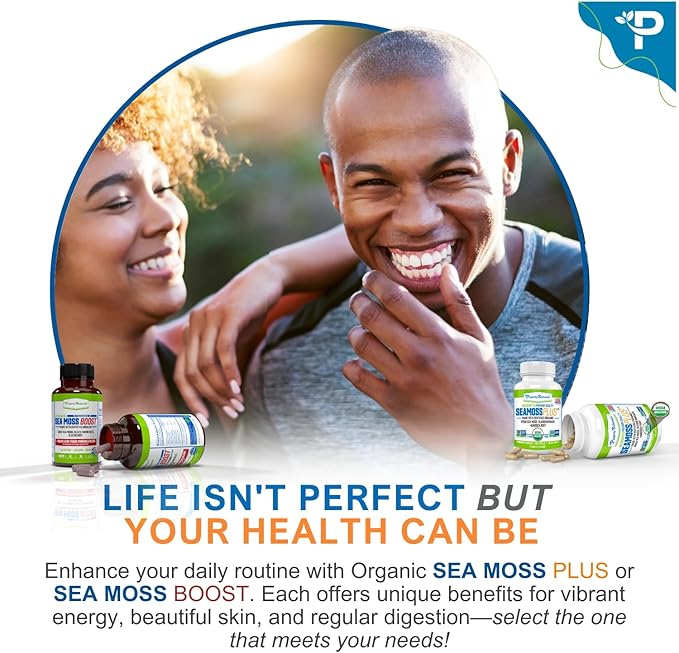 Power By Naturals Sea Moss Plus - USDA Certified Organic Wildcrafted Irish Seamoss Bladderwrack &amp Burdock Root Supplement for Immunity 60Ct 2 Pack