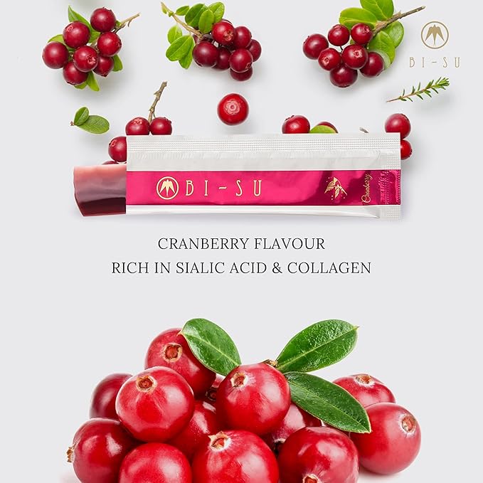 BI-SU Beauty Essence Collagen Jelly Stick with Vitamin C Fish Collagen Peptides Anti Aging Maintain Skin Elasticity Immunity Support Japan Beauty Skin Care Secret Cranberry Flavor 30 PCS