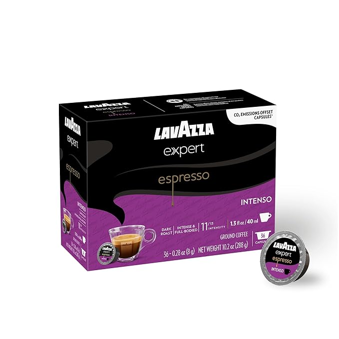 Lavazza Expert Espresso Intenso Capsules Dark Roast Arabica and Robusta Blend Compatible with Lavazza Classy Machines (36 Capsules)