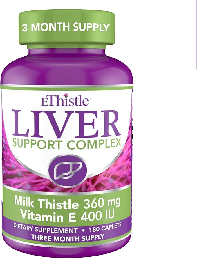 Liver Wellness Dietary Supplement Milk Thistle &amp Vitamin E Liver Health Formula Caplets 180 Count