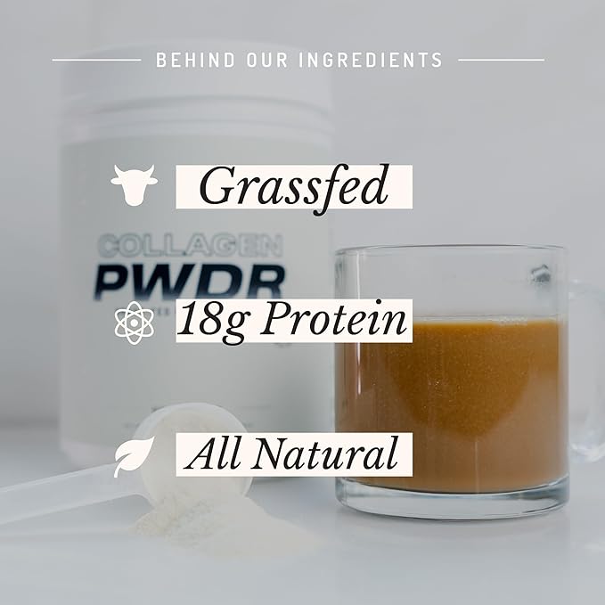 PWDRS Collagen | Promotes Hair Skin Nail Joint Bone and Ligament Health | Grass Fed &amp Pasture Raised | All Natural Zero Sugar (Unflavored)