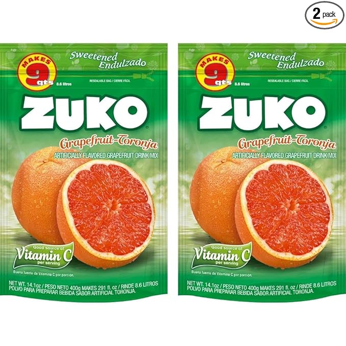 Zuko Grapefruit Instant Powder Drink | Family Pack | No Sugar Needed | Vitamin C | 14.1 Ounce (Pack of 2)