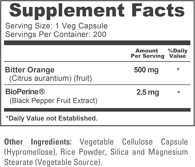 NusaPure Bitter Orange - Suitable for Vegetarian/Vegan Non - GMO - 500mg 200 Capsules