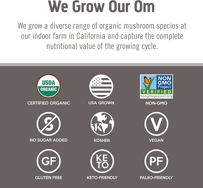 OM MUSHROOM SUPERFOOD Chaga Organic Mushroom Powder 7.05 Ounce Pouch 100 Servings US Grown Sacred Antioxidants &amp Immune Support Superfood Mushroom Supplement