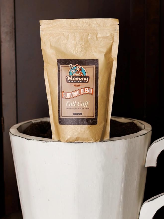 Mommy Needs A Fix Full Caff Whole Bean Coffee | 100% All Natural Arabica Beans | Medium Roast | Pregnancy &amp Breastfeeding Friendly | Roasted in the USA | 1 lb