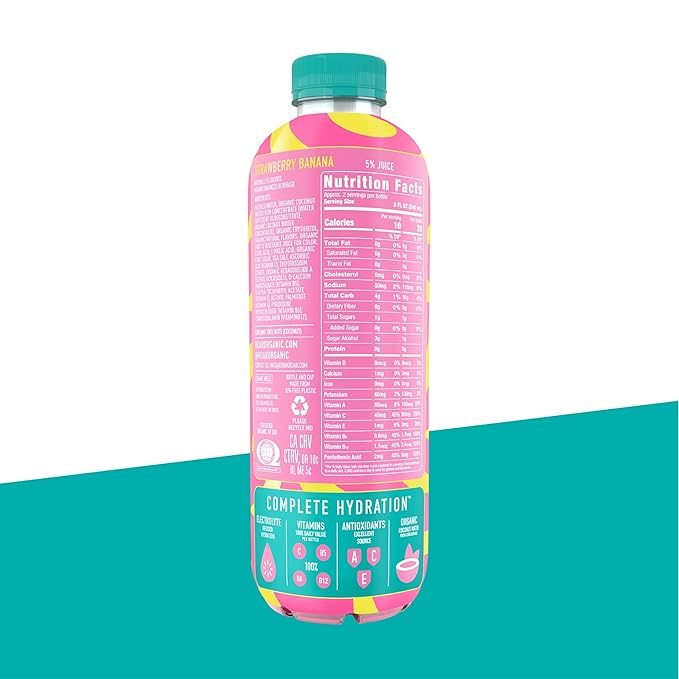 Roar Complete Hydration Organic - Electrolyte Drinks Loaded with Vitamins C B5 B12 - Non-GMO Gluten-Free - Strawberry Banana - 12 pc