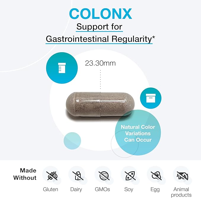 XYMOGEN ColonX - Supports GI Motility Stool Bulk Digestion Assimilation and Elimination - Triphala Supplement with Magnesium Citrate Cape Aloe (60 Capsules)