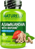 NATURELO Ashwagandha Organic Root Powder - Natural Herbs Supplement for Fatigue Stress Relief Mood Enhancer - with Black Pepper Extract - 90 Vegan Capsules