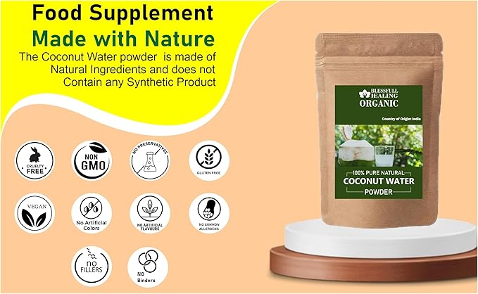 Blessfull Healing Organic Coconut Water Powder 100% Pure Natural 100 Gram / 3.52 oz