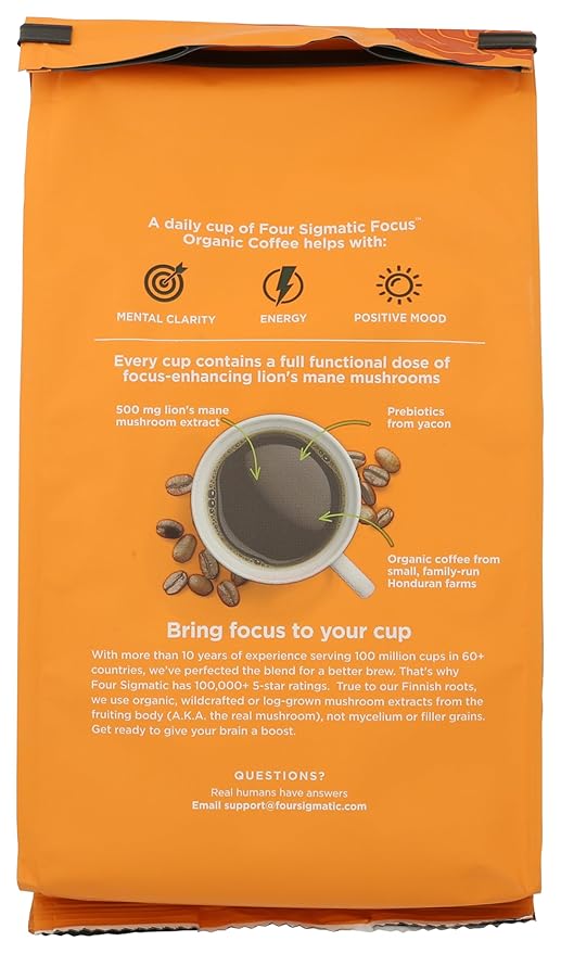Four Sigmatic Organic Focus Dark Roast Ground Coffee 20 Ounce