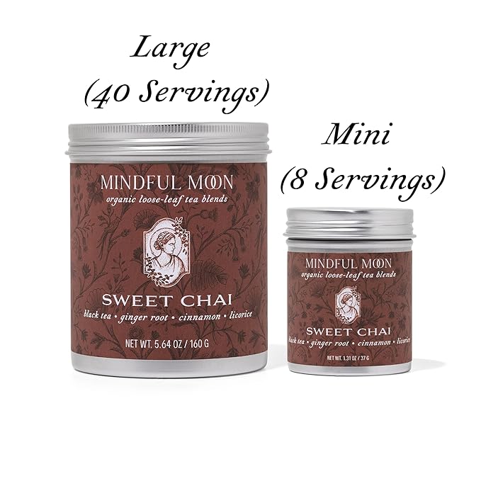 Sweet Chai Tea by Mindful Moon – Spicy &amp Sweet Caffeinated Blend with Ginger Cinnamon &amp Licorice – Loose Leaf Tea (Large)