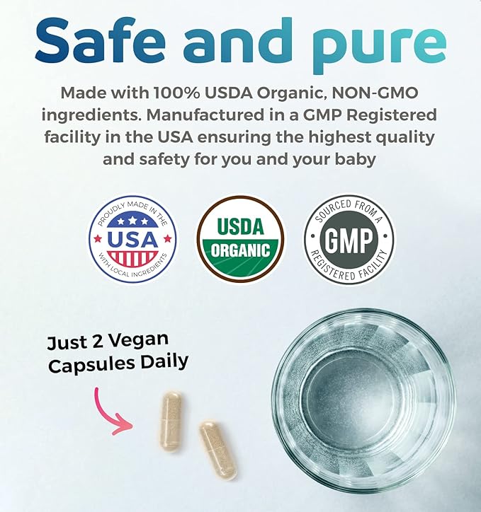 USDA Organic Lactation Supplement - Increase Milk Supply with Herbal Breastfeeding Support - Aid for Mothers - Organic: Fenugreek Seed Fennel &amp Milk Thistle - 60 Vegan Capsules (No Pills or Cooki