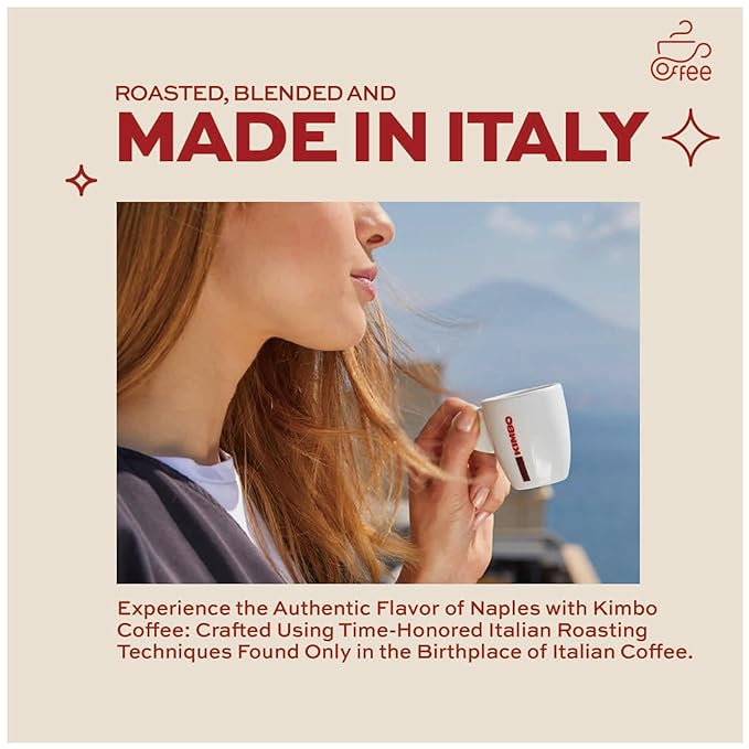 Kimbo Intenso Whole Bean Coffee | Medium Roast with Cocoa Notes | 12/13 Intensity | Balanced &amp Creamy | Blended &amp Roasted in Italy | 17.6 oz (500g) bag