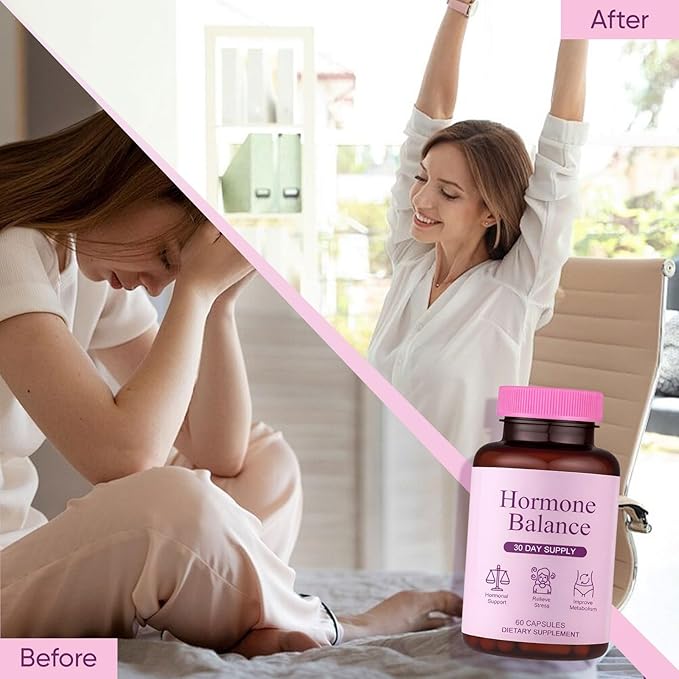Hormone Balance for Women | Dietary Supplement Supports Healthy Cortisol Levels &amp Stress Relief | Mood Sleep Energy | Ashwagandha Ginseng Maca | 60 Capsules