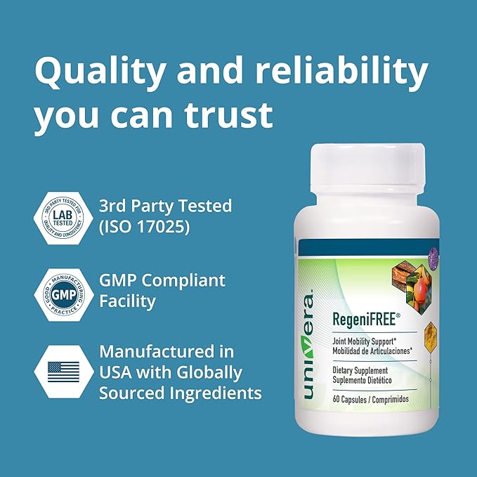 Univera RegeniFREE Turmeric Univestin No Glucosamine Shellfish Free All-Natural Joint Supplement Vegeterian Capsule 60 Capsules (30-Day Supply)