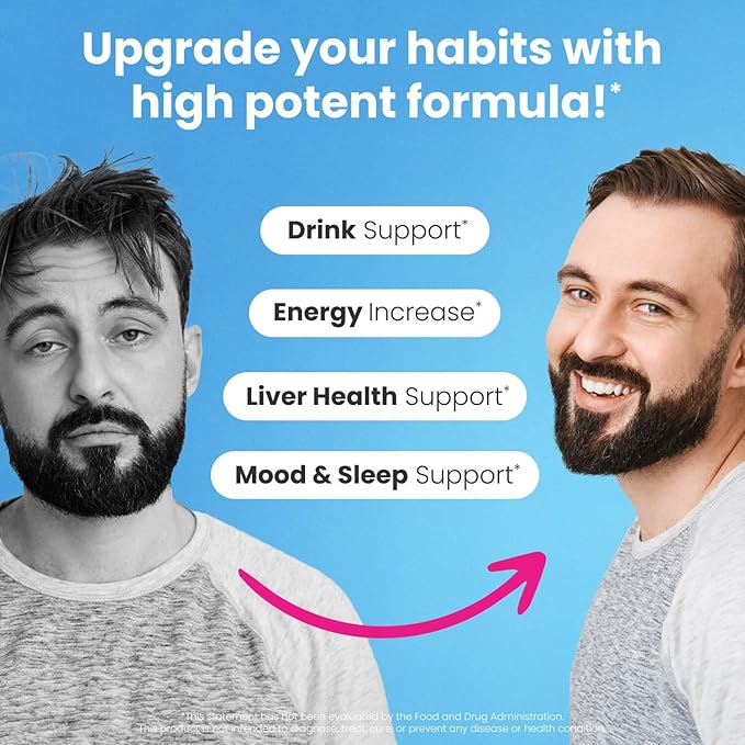 NoMoreDrinks Anti Alcohol Craving Supplement | Liver Detox &amp Combat Cravings | Energy Support Alcohol Replacement Drink | Organic Milk Thistle Supplement &amp Dandelion Root &amp 5HTP | (80) Ene