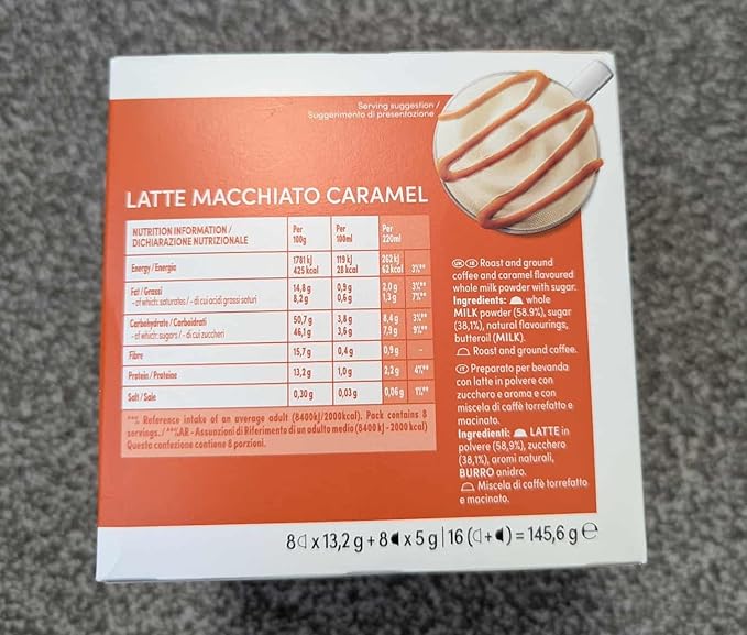 Nescafe Dolce Gusto Coffee Pods Caramel Macchiato 16 capsules Pack of 3