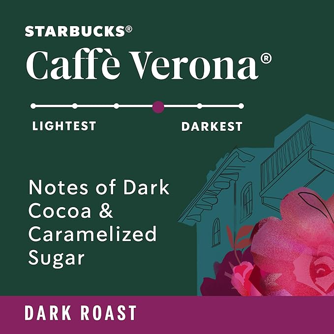 Starbucks K-Cup Coffee Pods Dark Roast Caffè Verona for Keurig Brewers 100% Arabica 1 Box (40 Pods)