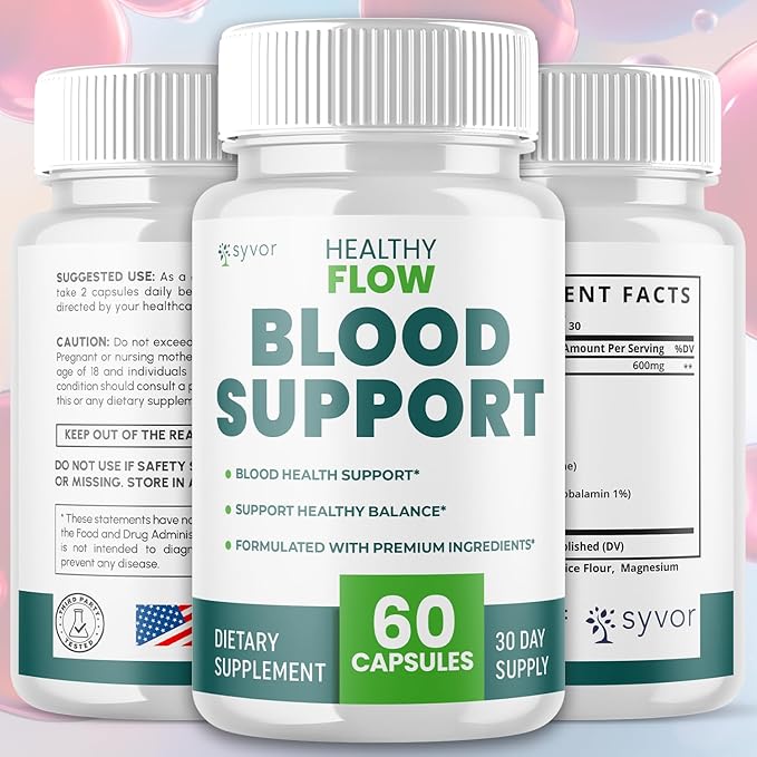 (2 Pack) Healthy Flow Blood Support Capsules Official Healthy Flow Blood Support Pills with All Natural Ingredients Advanced Formula Supplement with Premium Vitamins for Men &amp Women (120 Capsule