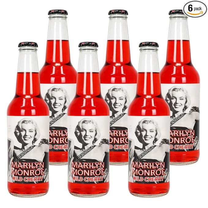 Rocket Fizz Marilyn Monroe Wild Cherry Soda Flavor | Cane Sugar | Craft Soda Pop Drinks | 12 oz in Glass Bottle (6 Pack)