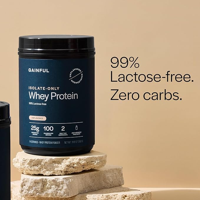 Gainful Whey Protein Isolate Powder 25g Clean Protein per Serving Unflavored Supports Lean Muscle and Recovery Virtually Lactose-Free No Artificial Ingredients Ultra Versatile 14 Servings