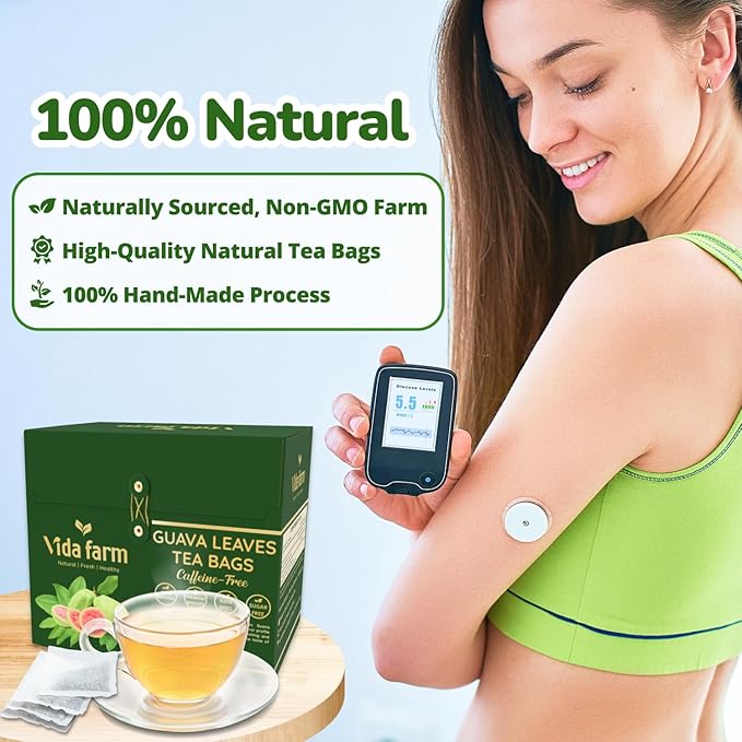 VIDA FARM 125 Premium Guava Leaf Tea Bags Zero Sugar Tea Handpicked 100% Pure and Natural Guava Leaves Non-GMO No Caffeine Gluten-Free Vegan