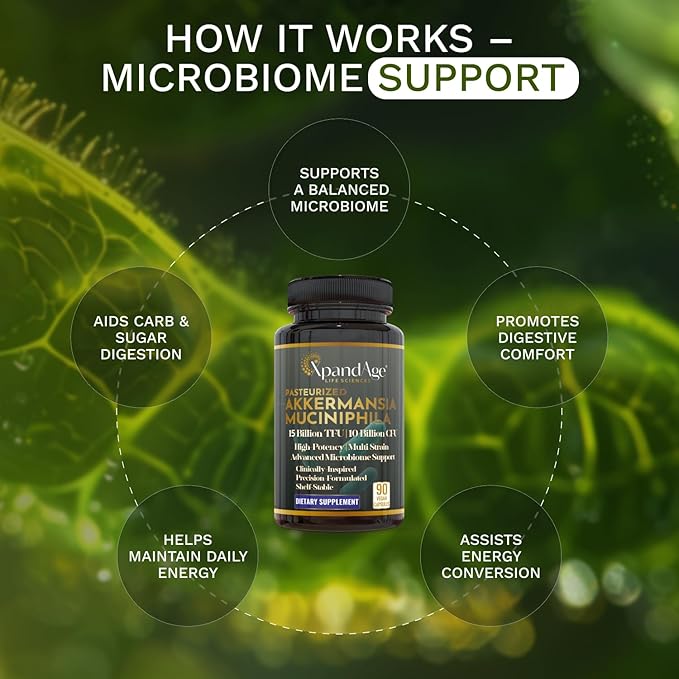 XpandAge Akkermansia Muciniphila with Multi-Strain ProbioticBerberine HCLCinnamonInulin Fiberfor Gut HealthEnergy (G*.L*.P*-1)Cellular Healthand Immunity|90 Veg Capsules for a 3-Month Supply