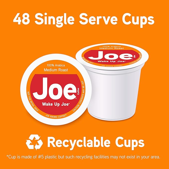Joe Knows Coffee Single Serve Cups Pods and Capsules Wake Up Joe 48 Count