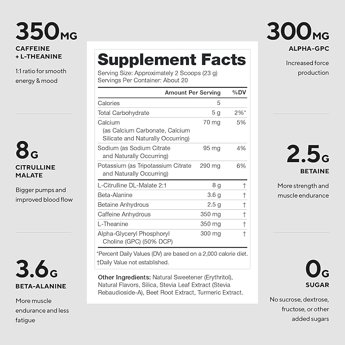 LEGION Pulse Pre Workout - All Natural Nitric Oxide Preworkout Drink to Boost Energy Creatine Free Naturally Sweetened Beta Alanine Citrulline Alpha GPC (Watermelon)